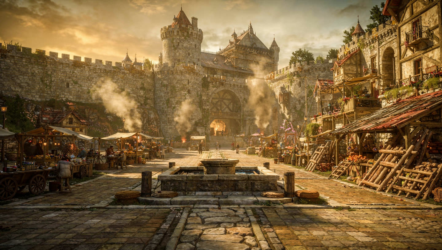 Two districts inside a strong medieval city
